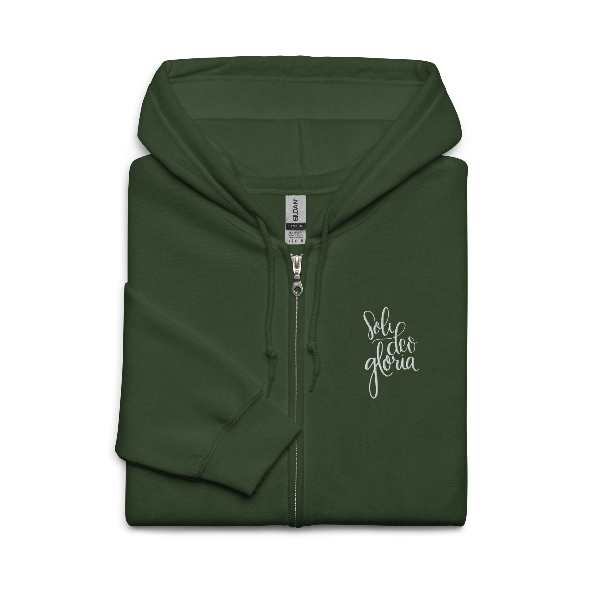 Soli deo gloria zip hoodie in forest green