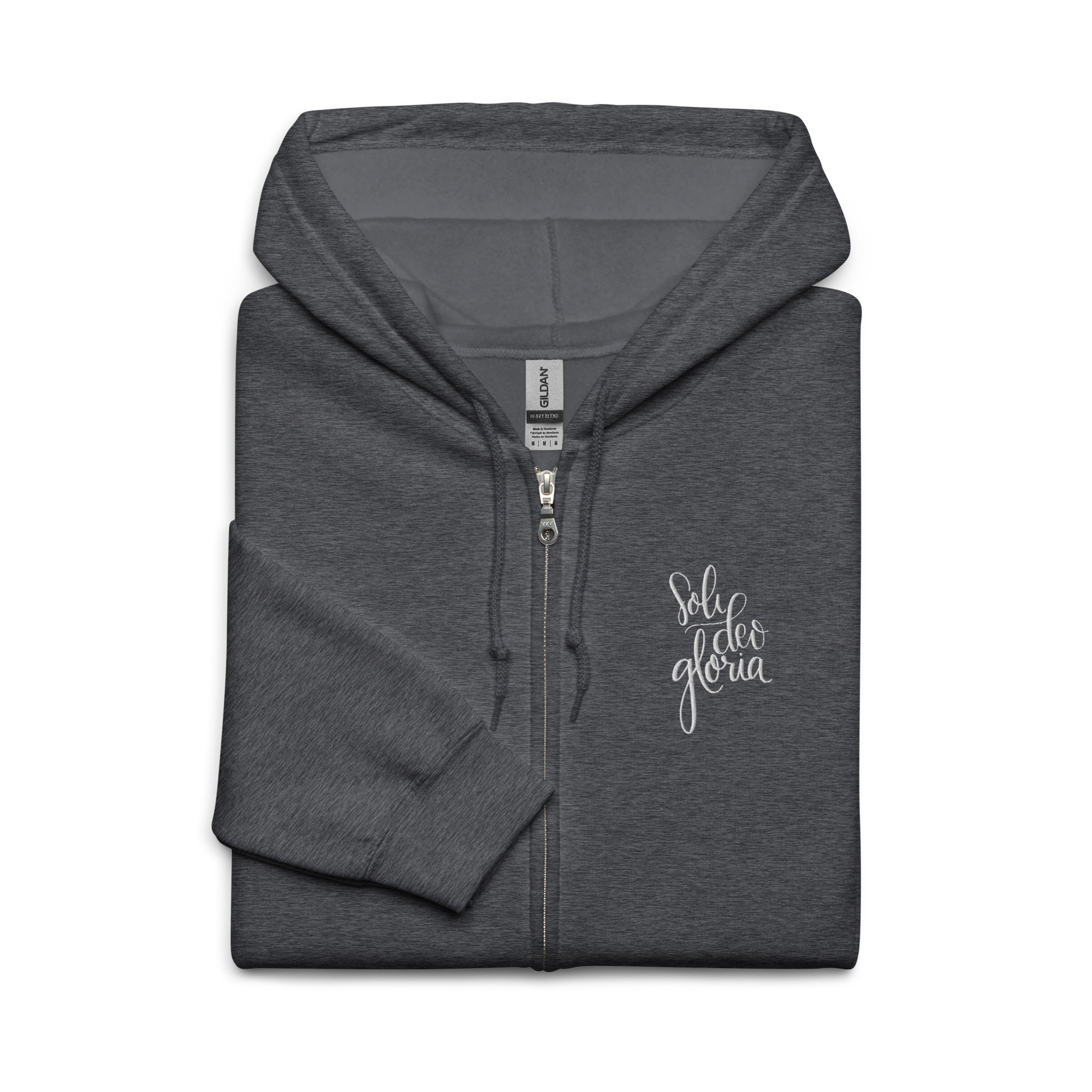Soli deo gloria zip hoodie in dark heather