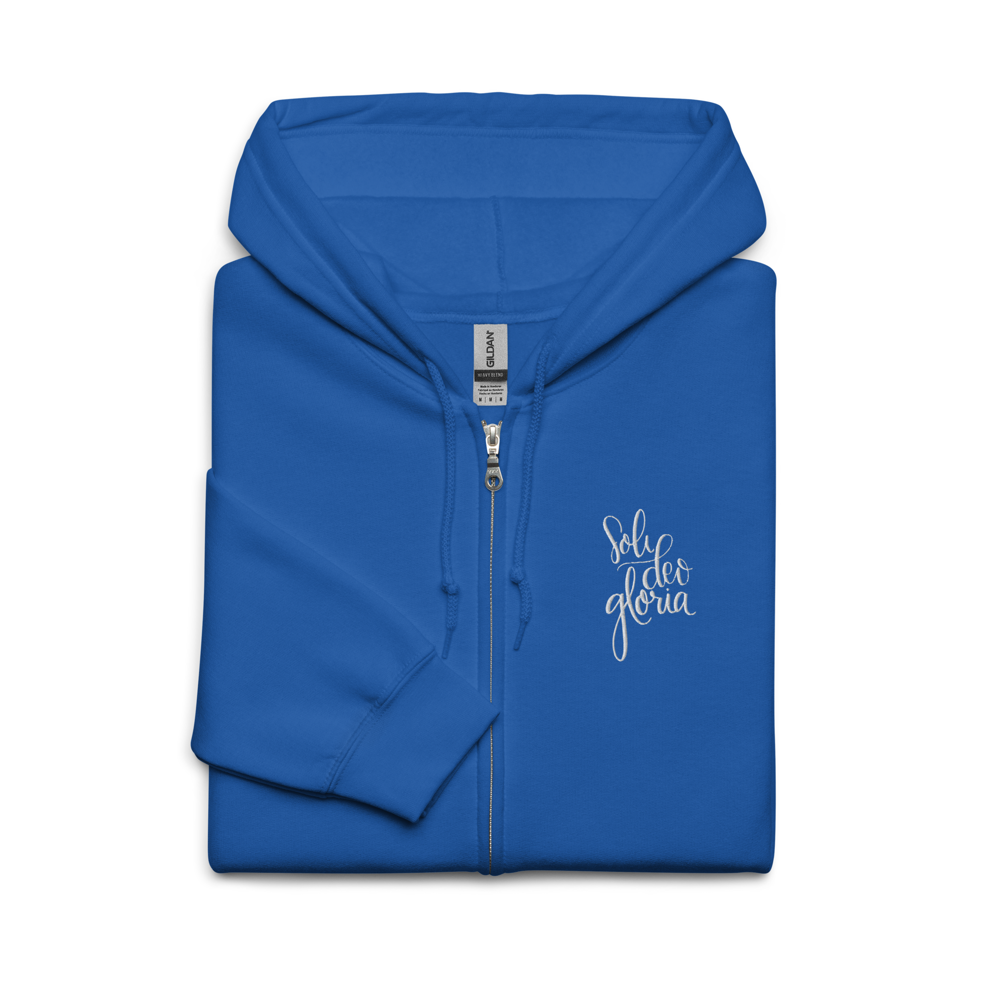 Soli deo gloria zip hoodie in royal