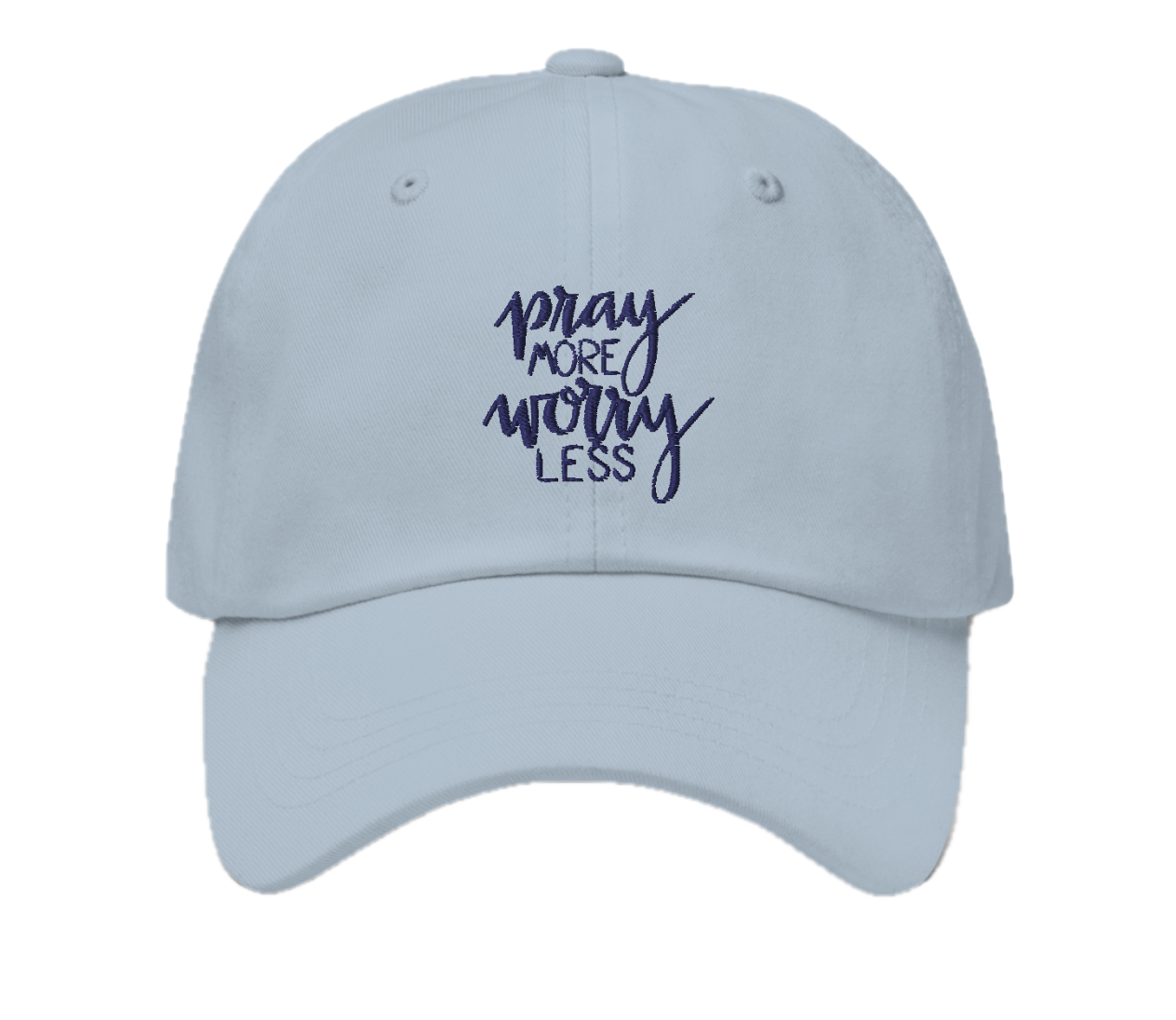pray more dad hat in light blue