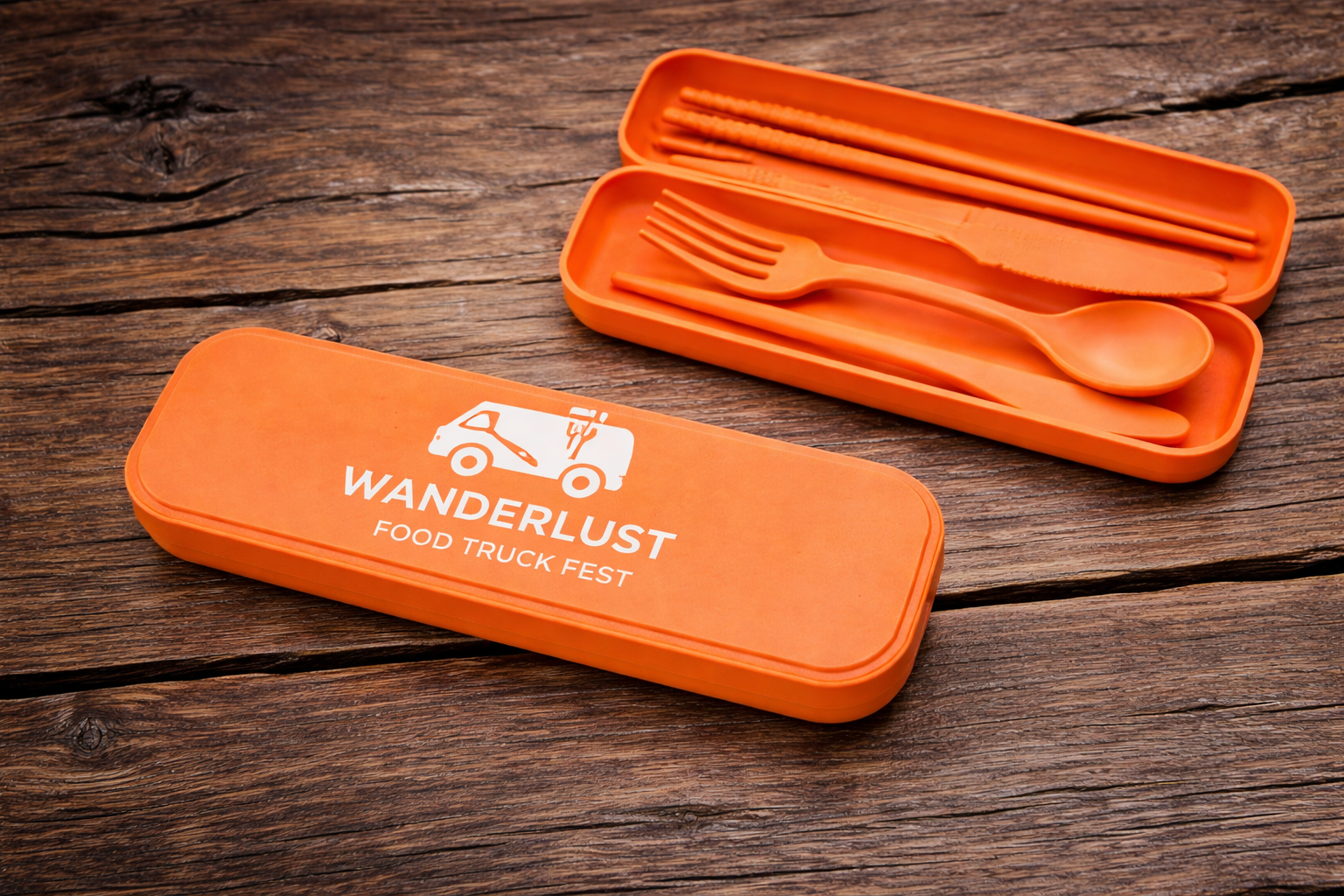 Wanderlust Orange Reusable Utensils With Case