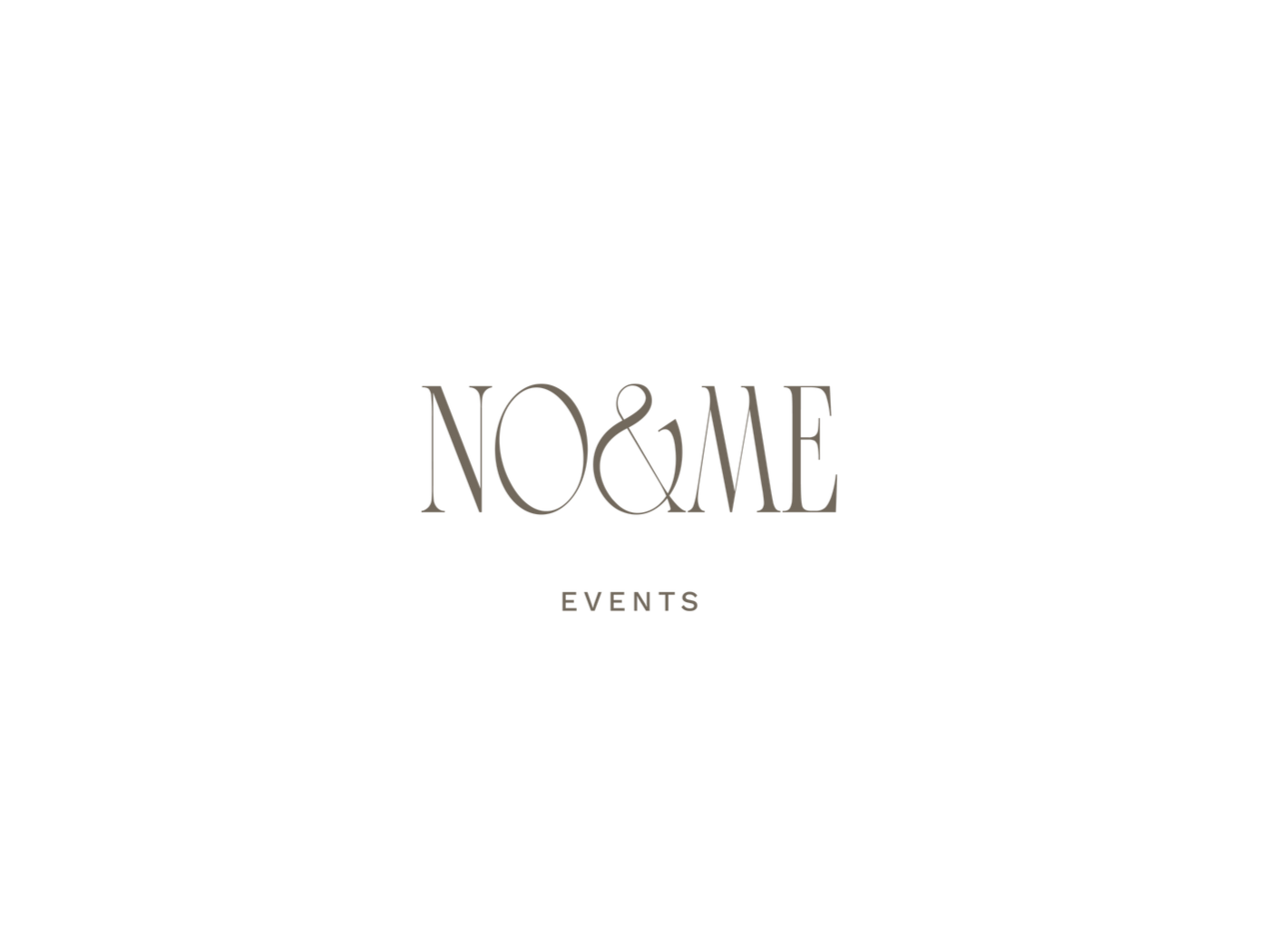 Black background with the words 'NO & ME' in large gray font and the word 'EVENTS' in smaller gray letters below.