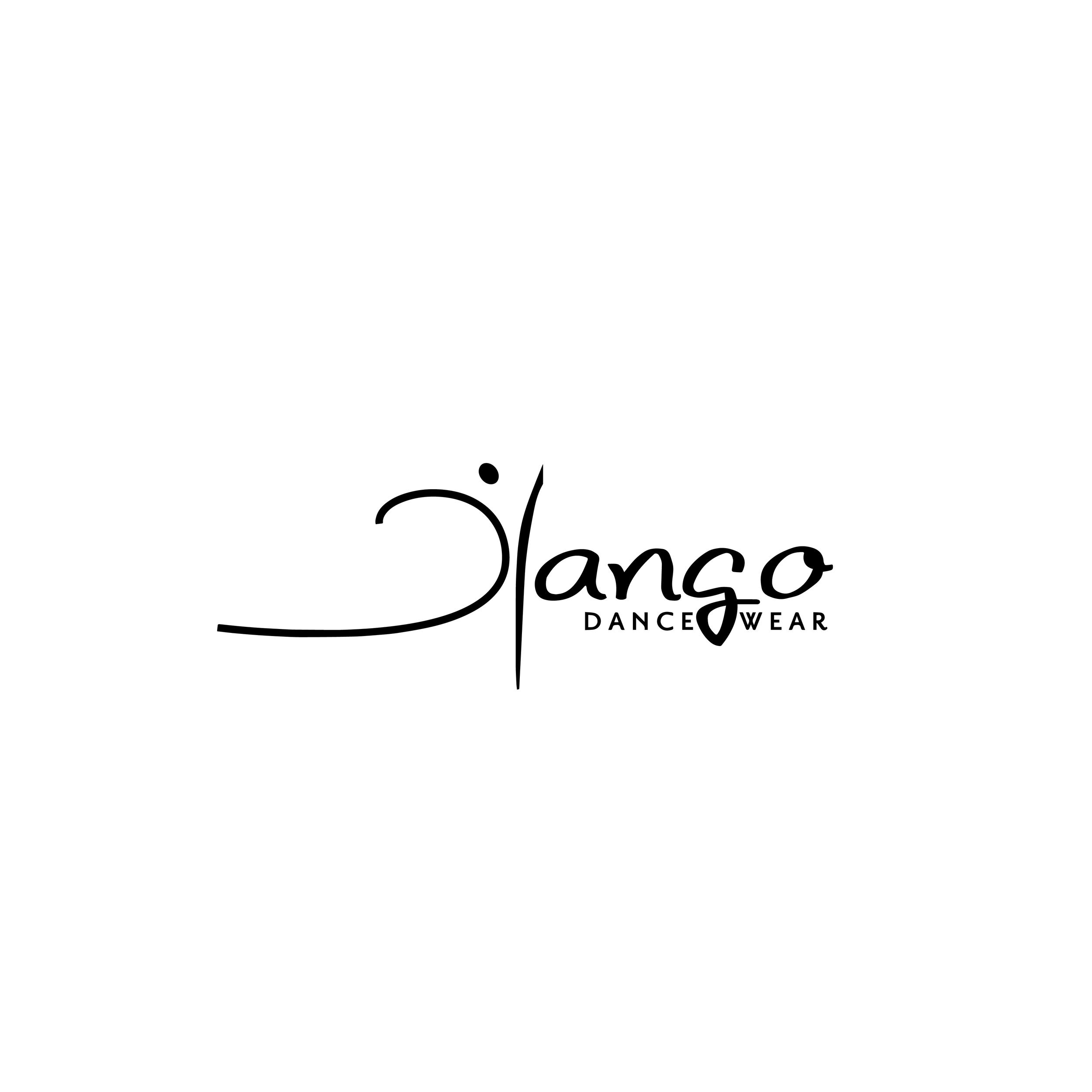 Logo for Dango Dancewear with the text 'Dango Dance Wear' stylized in black on a white background.