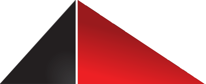 A black and red abstract geometric design with sharp lines and color blocks.