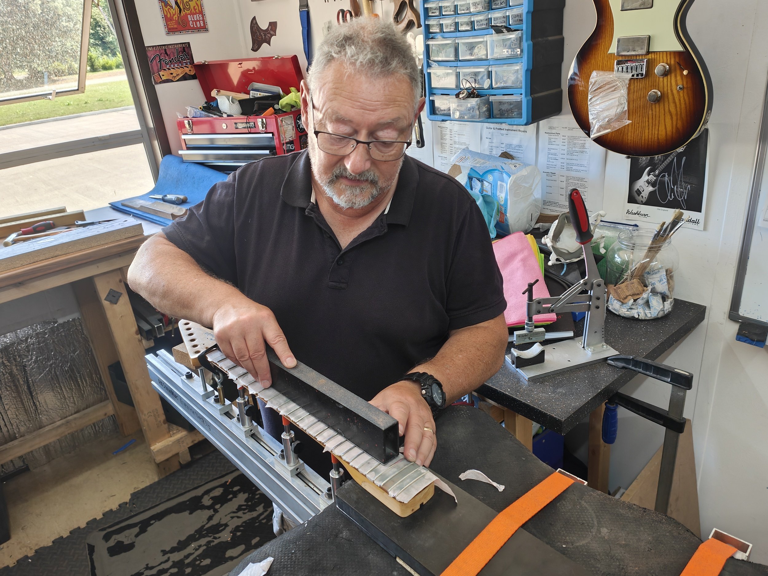 Ian, fret levelling on our Refret Course