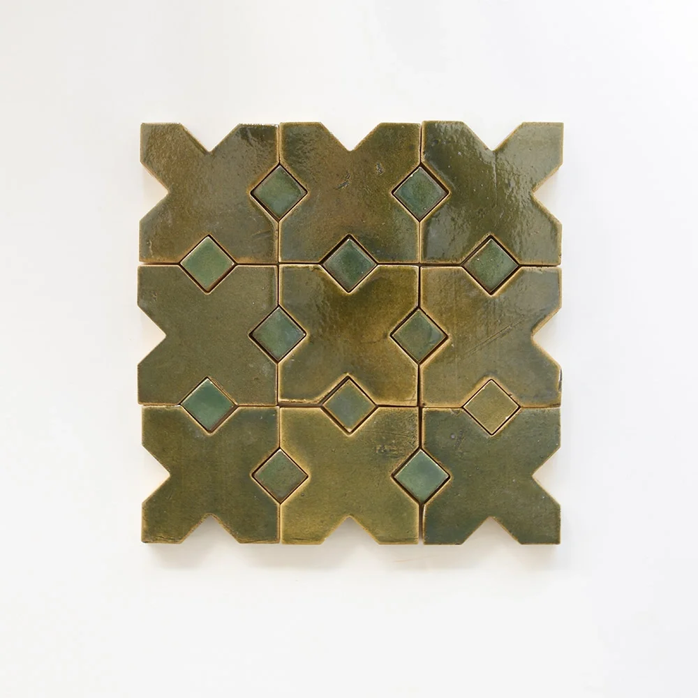 Green Pottery Cross and Dot