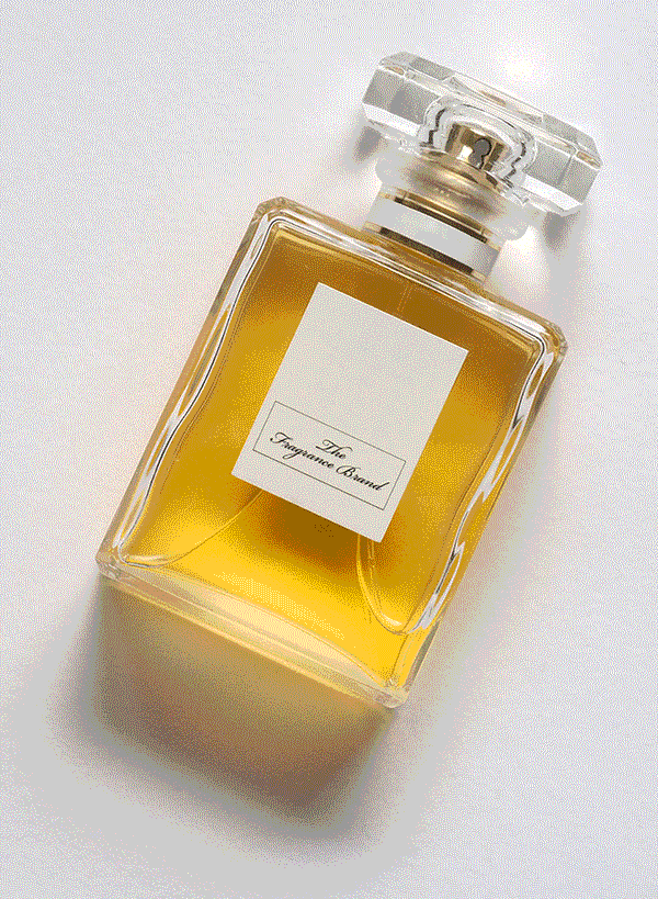 perfume bottle alternating with different labels