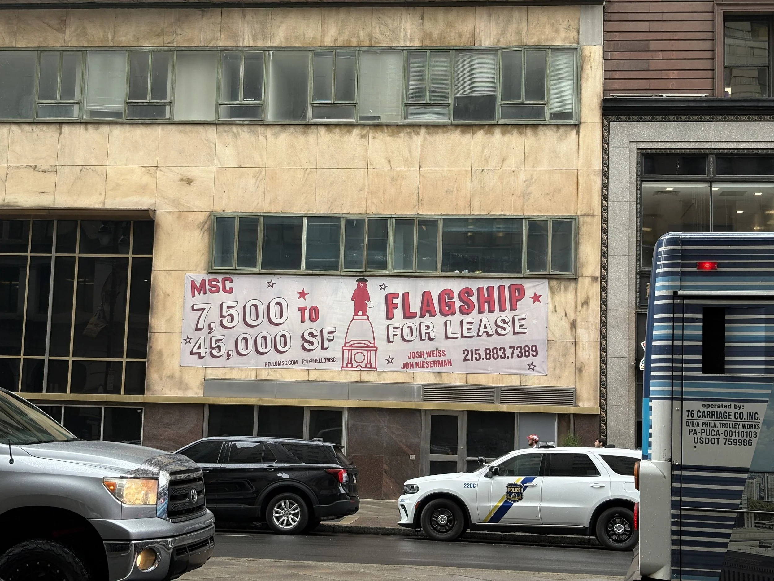 One of the many signage designs I worked on for MSC, (and the largest physically) displayed on Broad Street in Philadelphia for a space for lease.