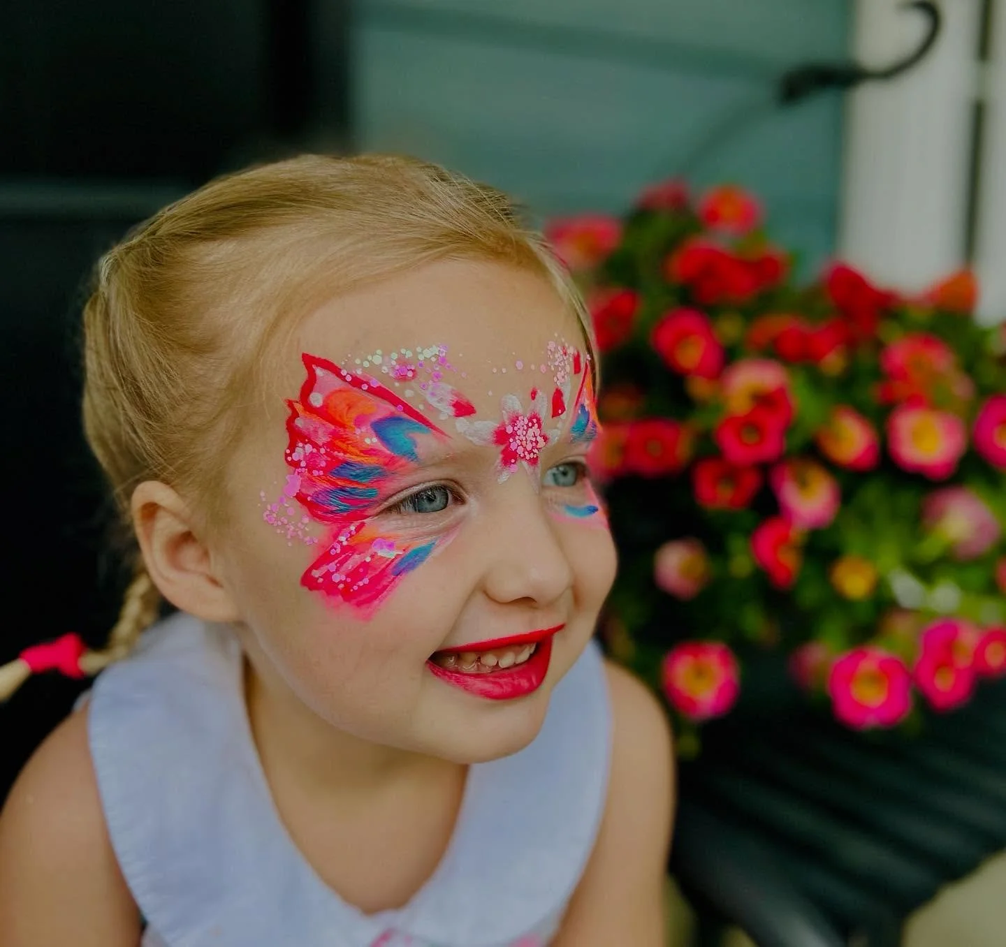 She said it was time to break out the pink sparkles! 💖 
#facepainting #facepaint