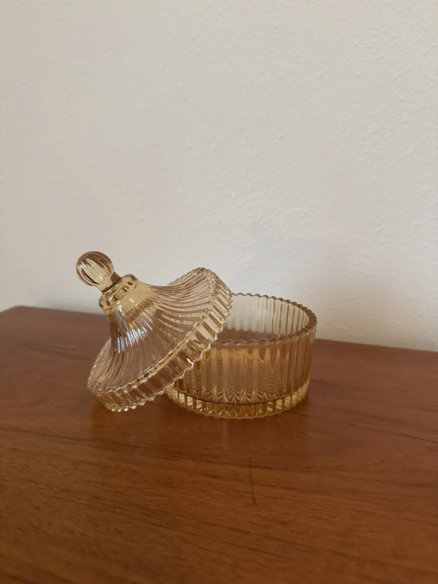Amber Glass Dish w/ Lid