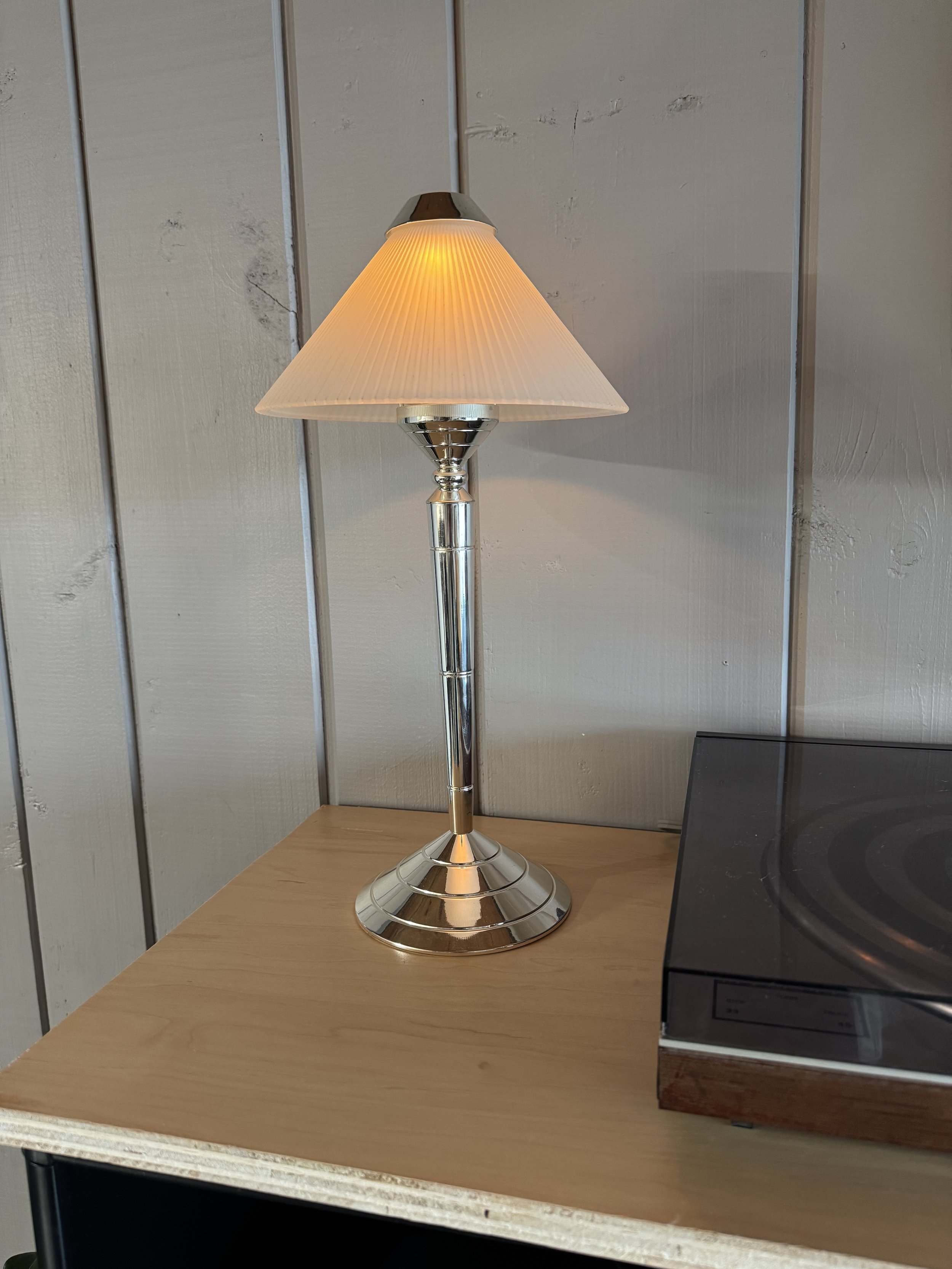 Art Deco - Sleek Tapered Candlestick Lamp with Pleated Shade
