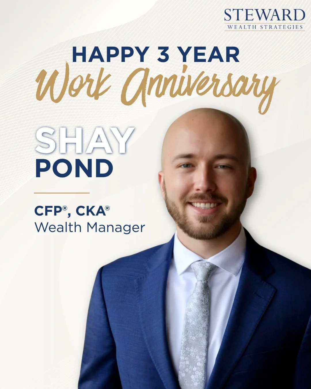Happy 3 Year Work Anniversary, Shay! 🎉 We&rsquo;re so thankful to celebrate this special milestone with you and grateful to have you on the Steward Wealth Strategies team!