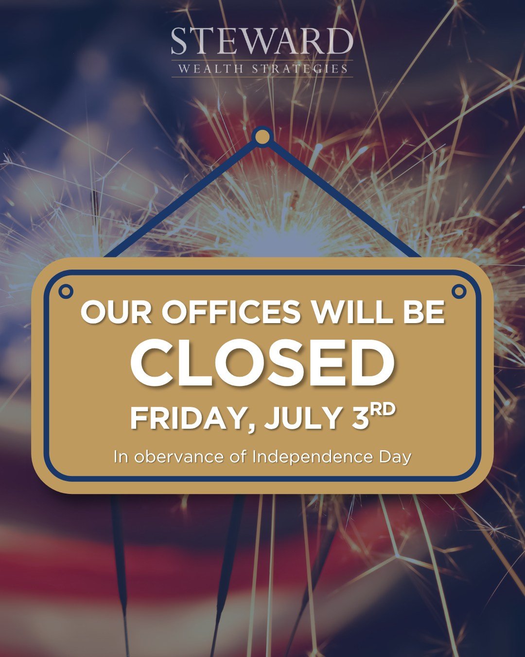 In observance of Independence Day, our office will be closed on Friday, July 3. We wish you and your family a safe and joyful holiday weekend as we celebrate the freedoms we are blessed to enjoy! 🎆