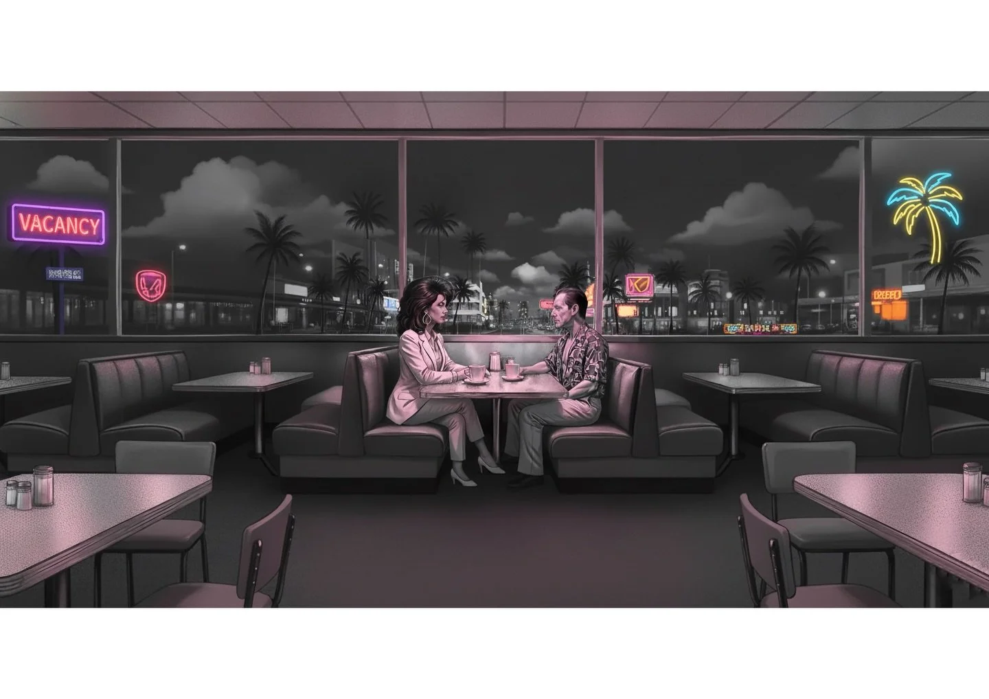 &ldquo;Diner&rdquo; | Cinematography series. 

Two people. One late-night diner. A conversation that feels like it could change everything.

&ldquo;Diner&rdquo; is my love letter to neon, 90s thrillers and those quiet moments where the whole scene fe