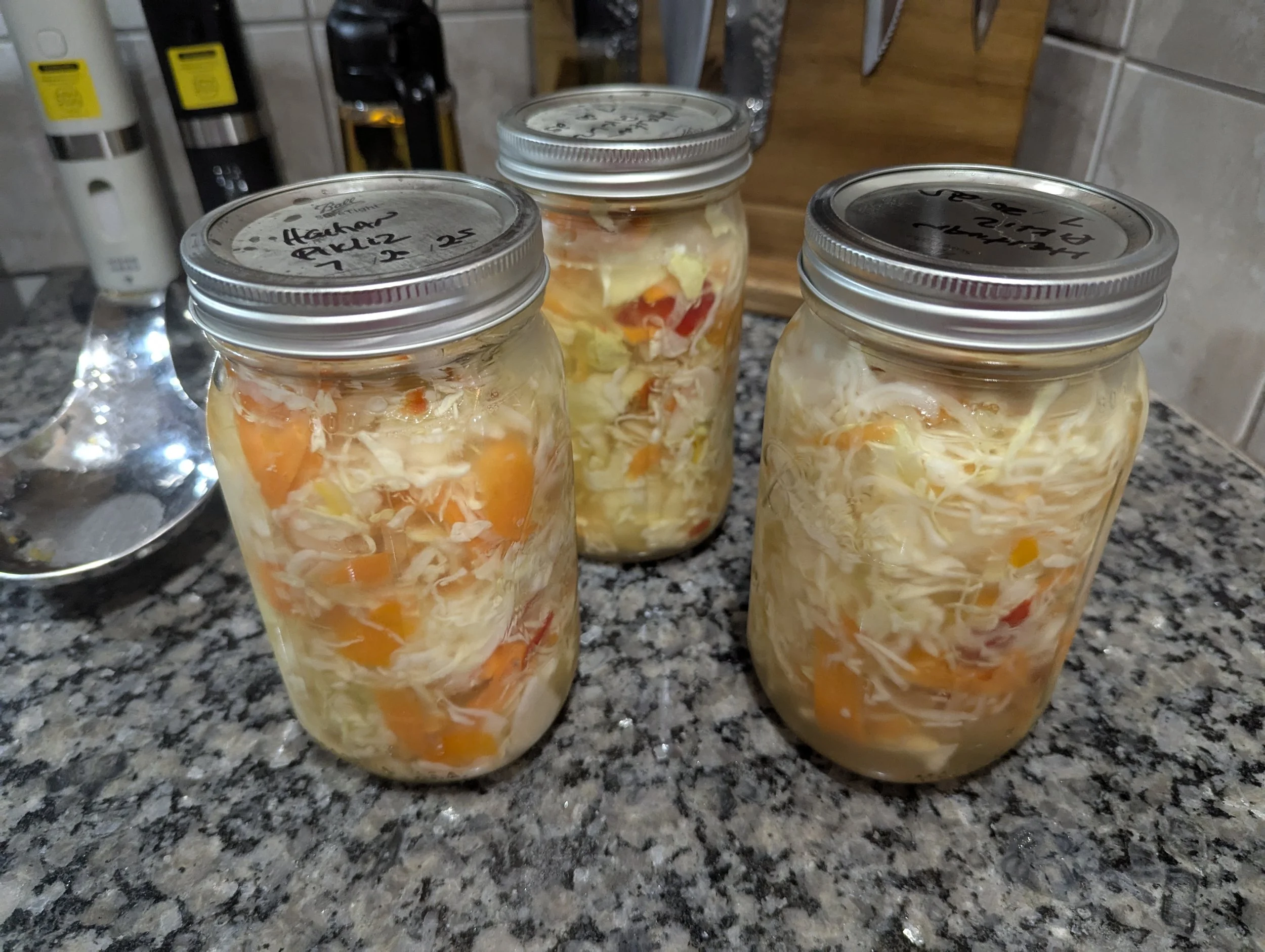 Haitian Pikliz in a 32 oz Ball Mason Jar