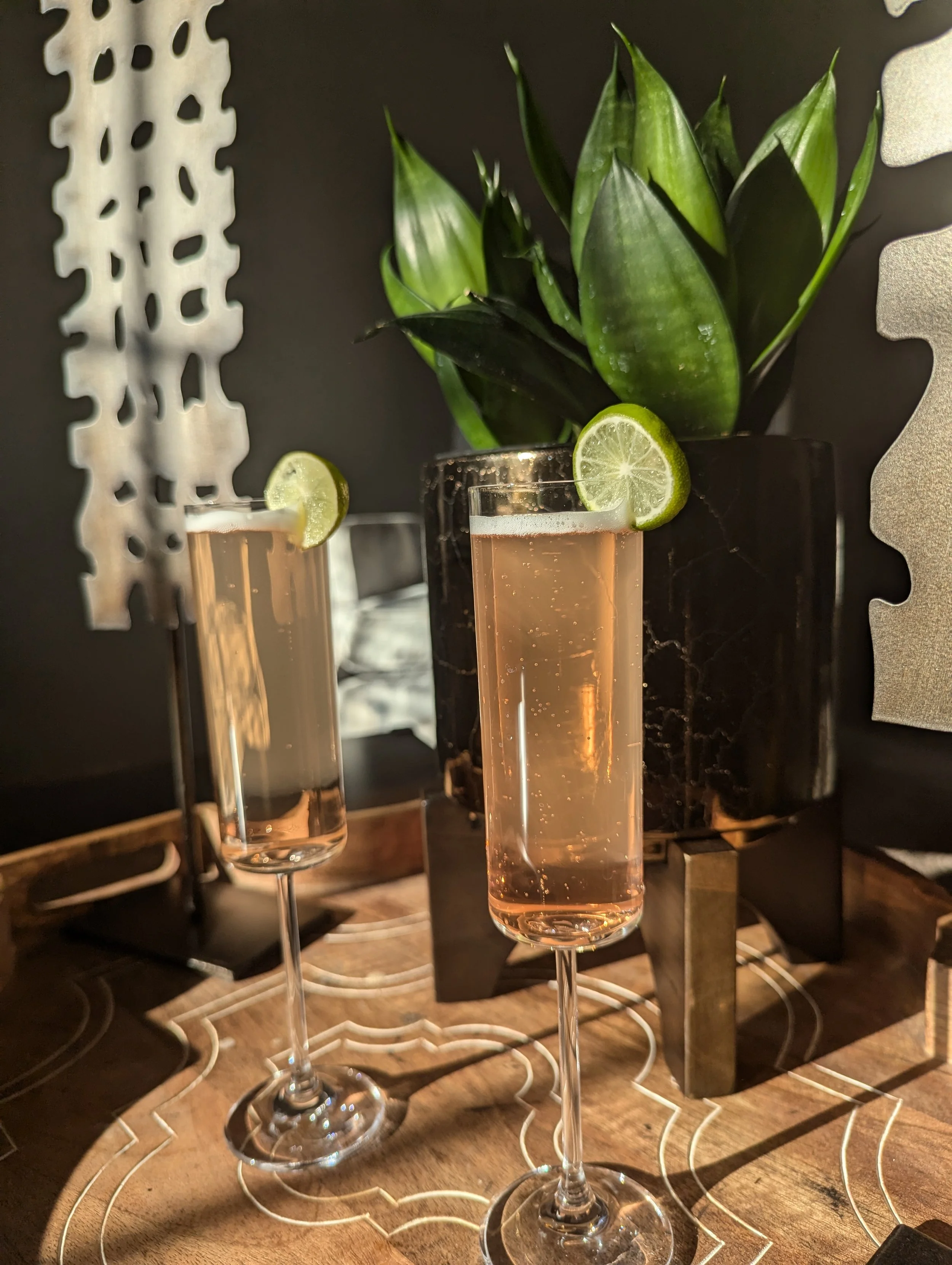 two champagne glasses