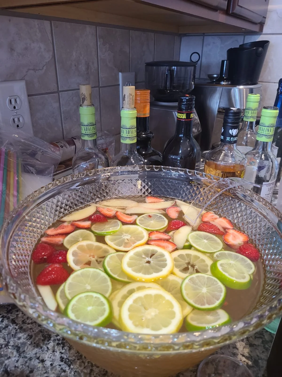 sangria punch with fresh cut fruit