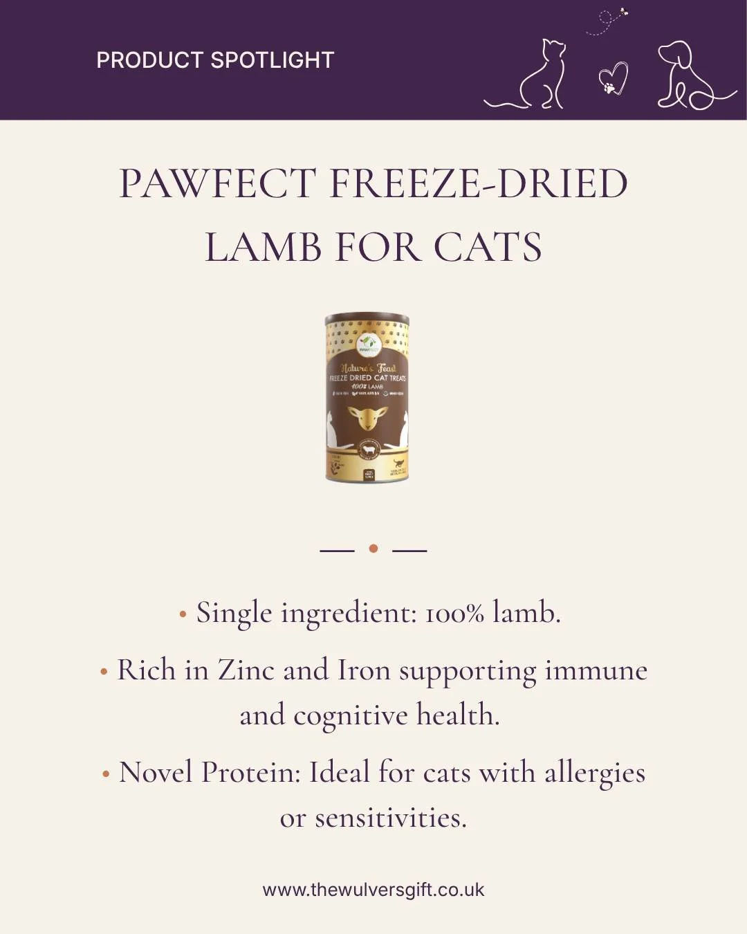 100% meat. 0% nasties. 🐾✨

@pawfect.foods' Freeze-Dried Lamb Treats are the clean, high-protein snack your cat has been waiting for. Gently freeze-dried to lock in maximum flavour and nutrition, these single-ingredient treats are perfect for even th