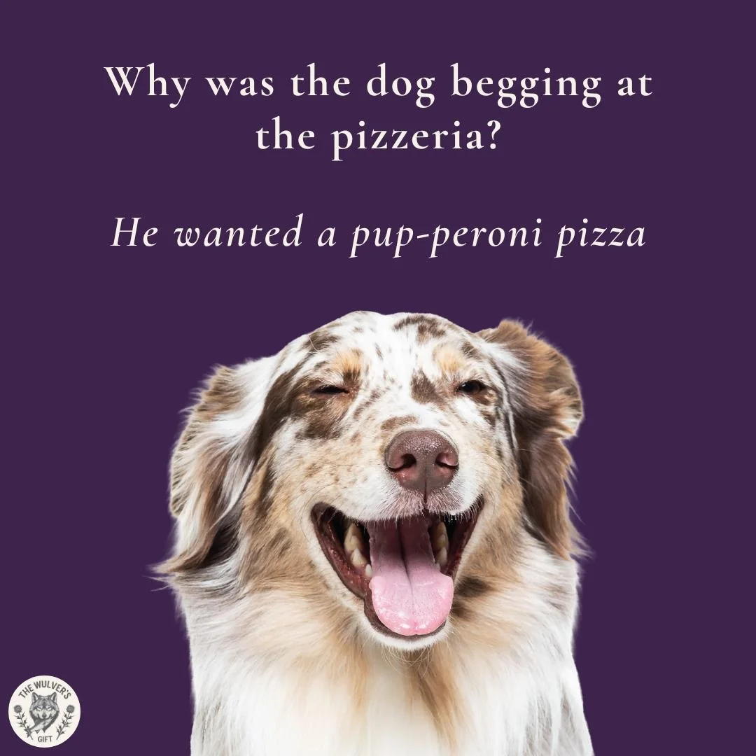#TheWulversGift #DogJokes #DogHumour #NaturalDogTreats #UKDogs #DogsOfUK #UKPetShop #HealthyDogTreats #DogLovers