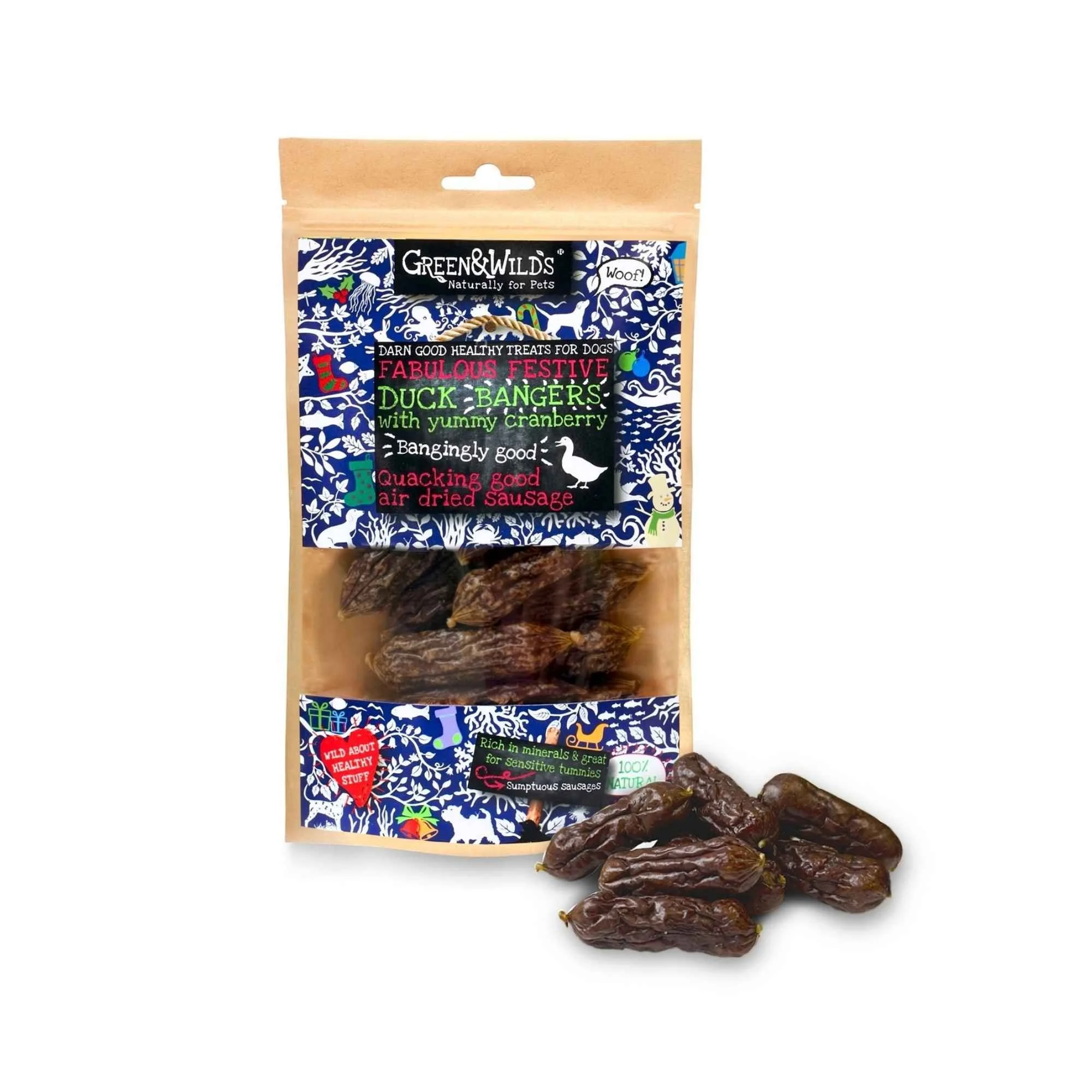 Green & Wild's Duck & Cranberry Christmas Banger Dog Treats