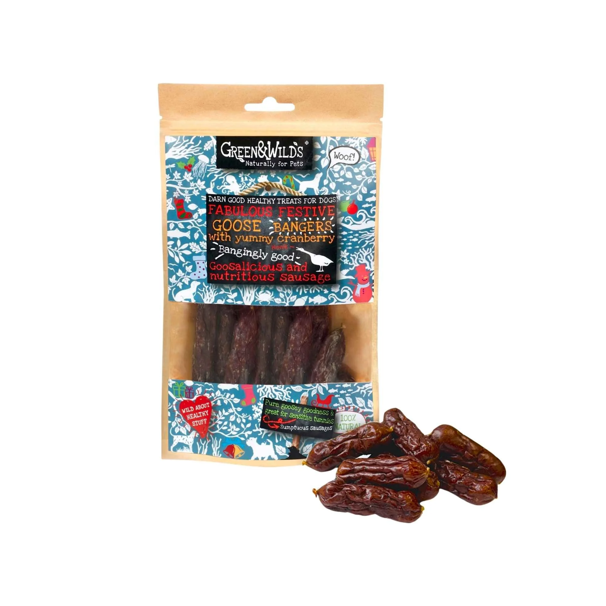 Green & Wild's Goose & Cranberry Christmas Banger Dog Treats