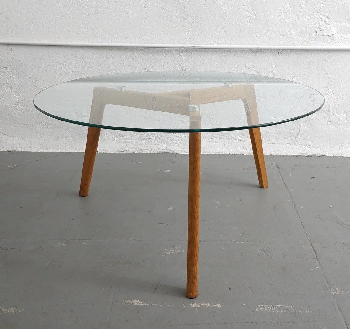 Wood & Glass Coffee Table, $100, H18" x W36" x D36", Single