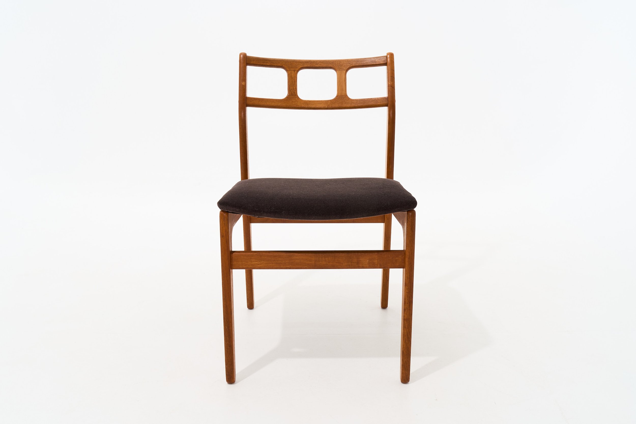 SCANDINAVIAN NATURAL WOOD & CHOCOLATE VELVET CHAIR, $85, H31" X W18" X D19", #03470 #03471. 2 TOTAL