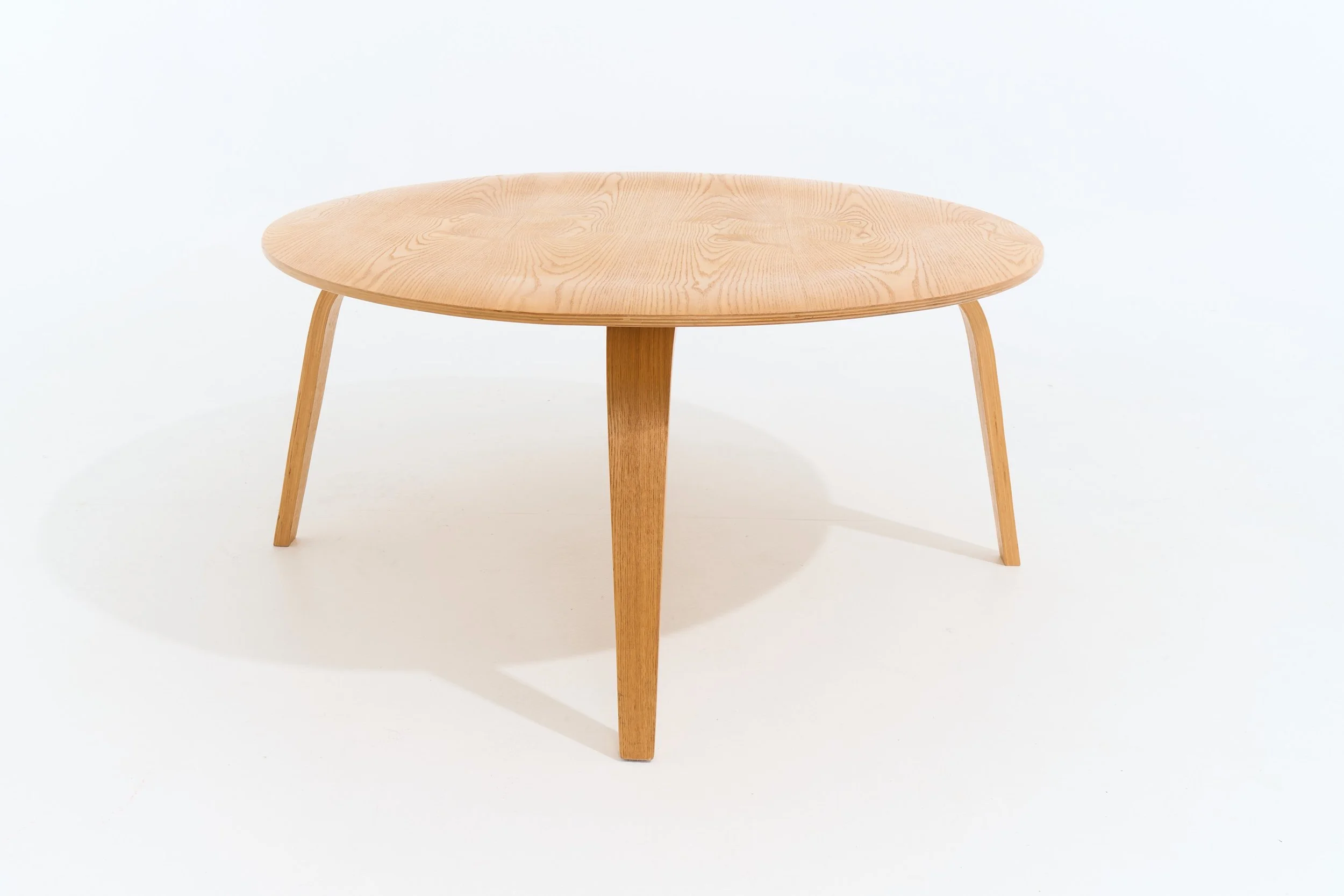 LIGHT NATURAL WOOD MCM COFFEE TABLE, $75, H17" X W34" X D34", #02219, SINGLE