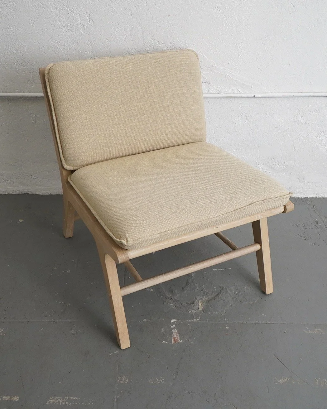 Beige Armless Lounge Chair, $125, H30" x W25" x D30"
