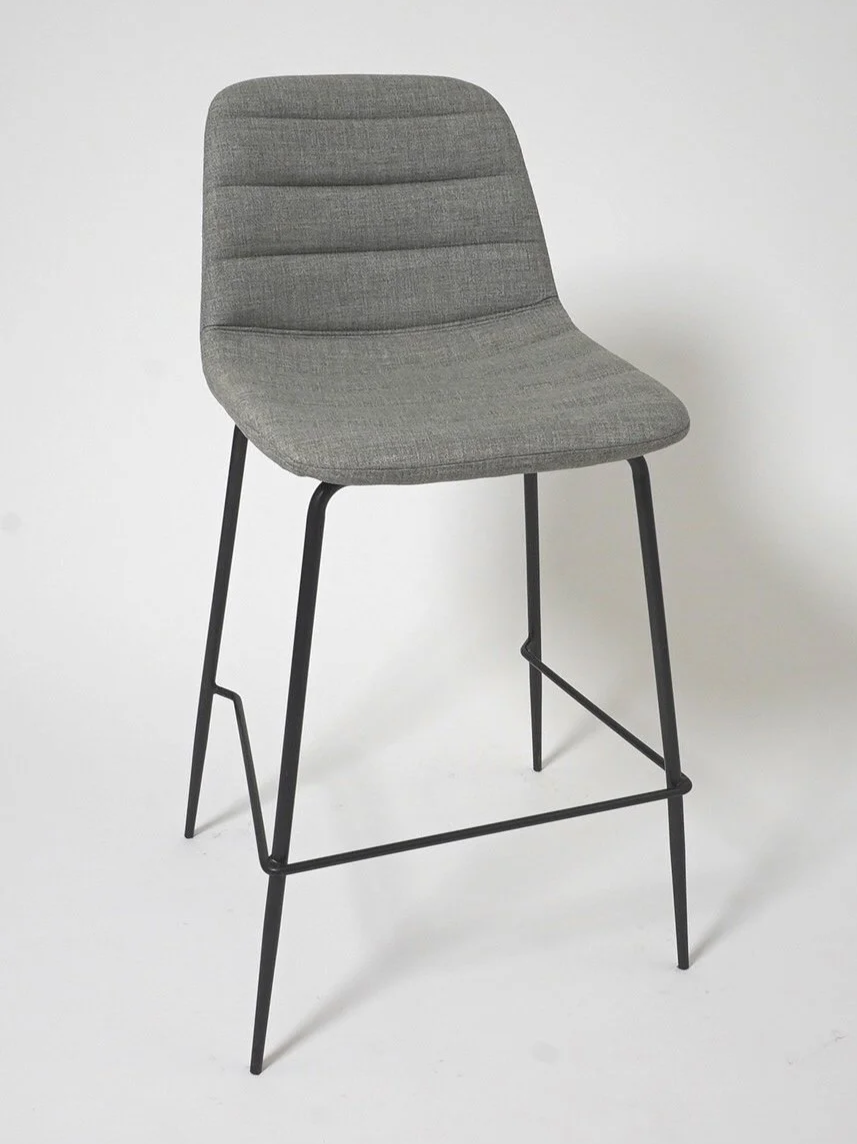 Gray Upholstered Bar Stool, $55, H36" x W16" x D18", 4 Total