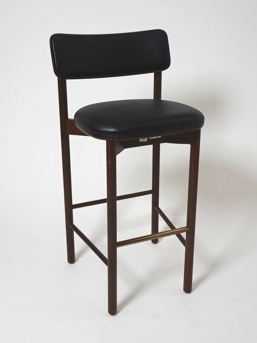 Black Leather & Wood Bar Stool, $125, H40" x W18" x D18", 3 Total