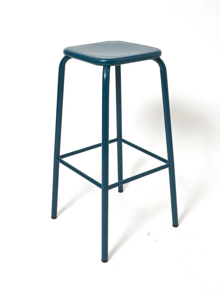 Blue Steel Bar Stool, $45, H30" x W15" x D15", 3 Total