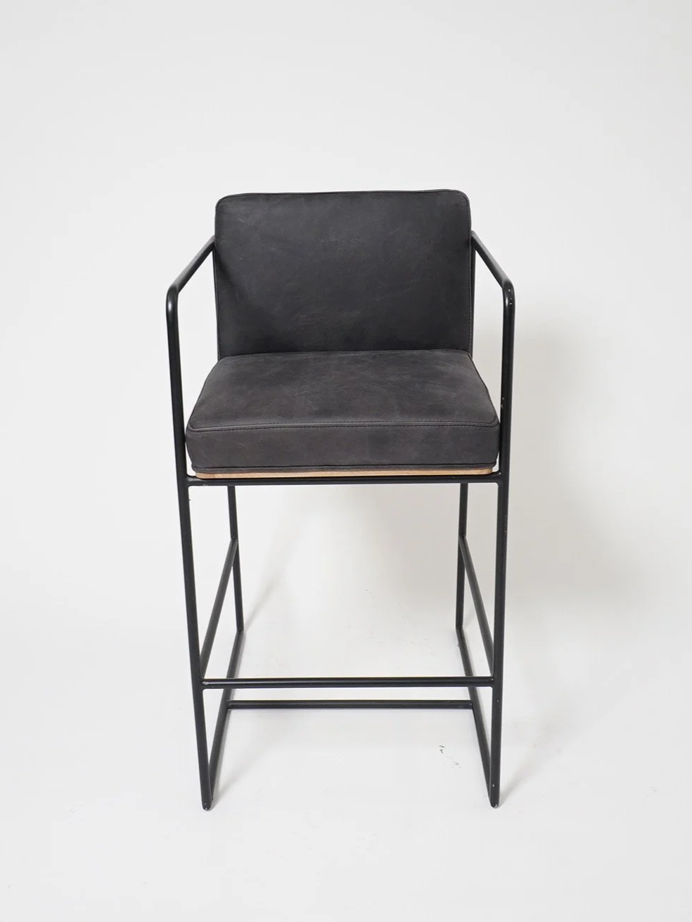Charcoal Leather Bar Stool, $85, H36" x W19" x D21", 4 Total