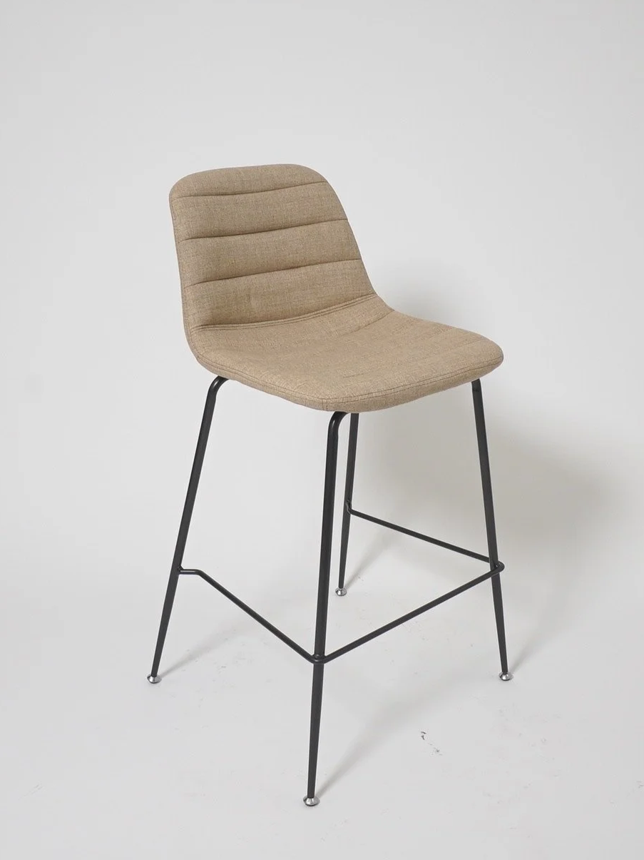 Beige Upholstered Bar Stool, $55, H36" x W16" x D18", 4 Total