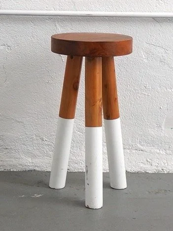 White & Wood Occasional Stool, $25, H19" x W10" x D10", 1 Total