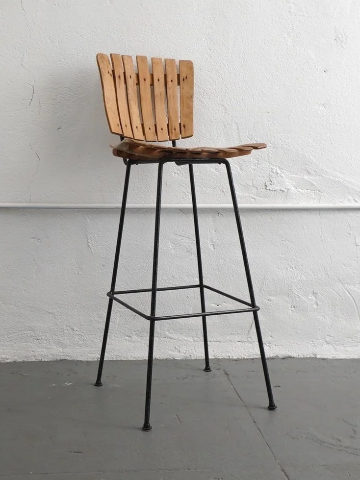 Wood Slat Vintage Bar Stool, $65, H41" x W17" x D17", 1 Total