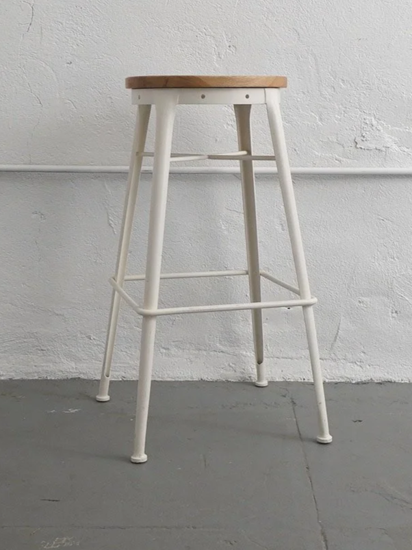 White Metal Barstool, $40, H31" x W17" x D17", 2 Total