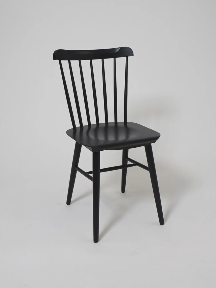 Black Wood Spindle Back Chair, $65, H33" x W16" x D15", 6 Total
