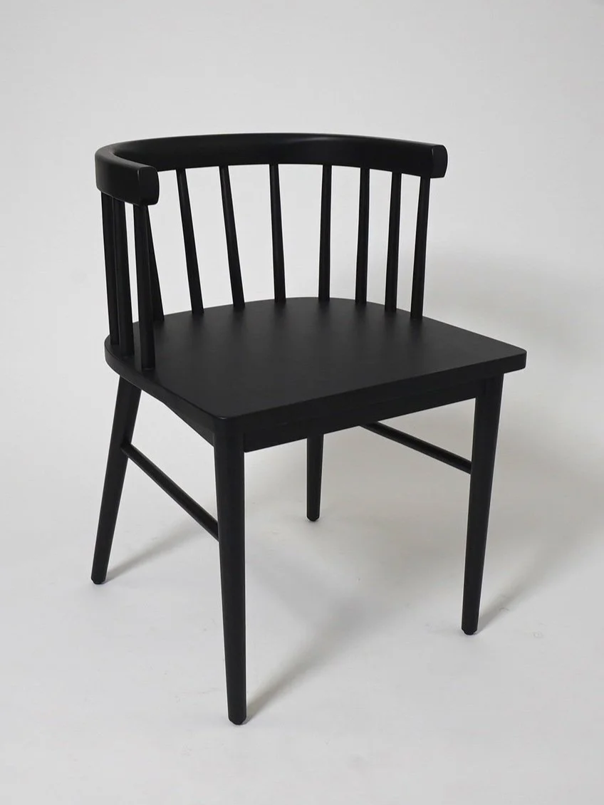 Black Curved-Back Dining Chair, $55, H30" x W21" x D20", 4 Total