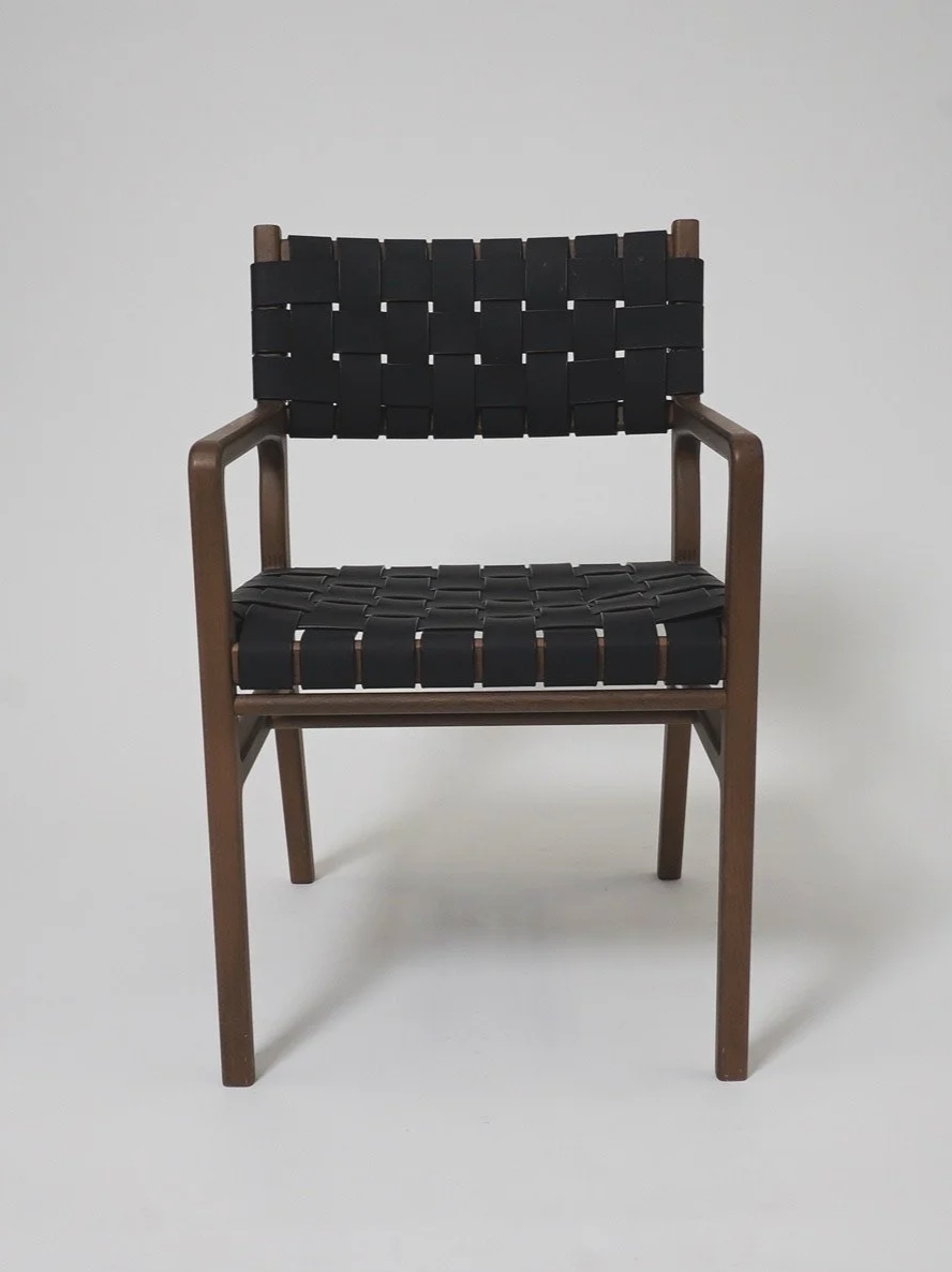 Black Leather Woven Arm Chair, $85, H32" x W20" x D18", 2 Total