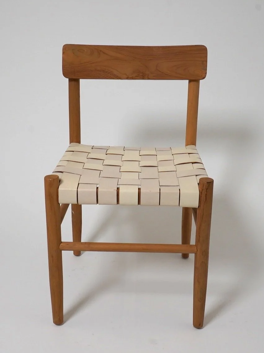 Cream Leather Woven Chair, $65, H31" x W18" x D18", 1 Total