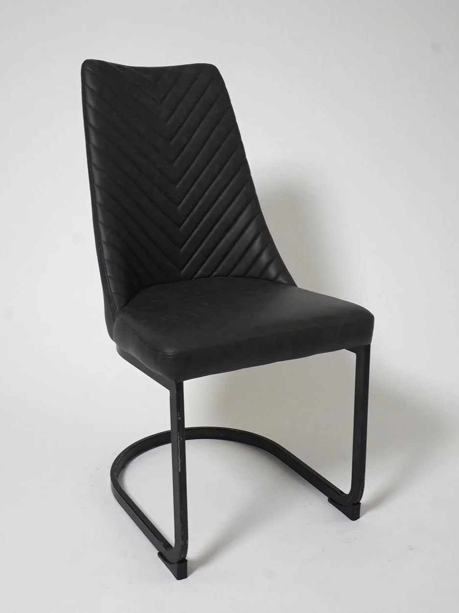 Black Leather High Back Chair, $95, H38" x W20" x D21", 1 Total
