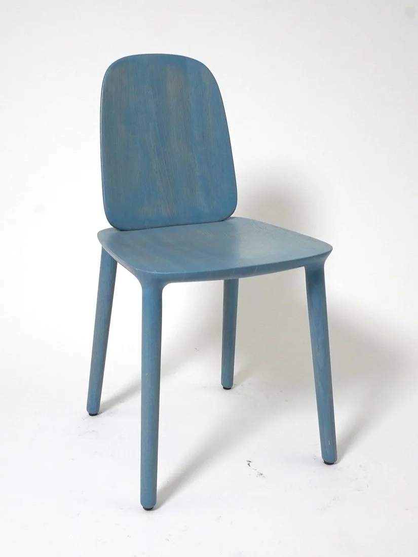Modern Blue Wood Chair, $130, H32" x W16" x D16", 1 Total