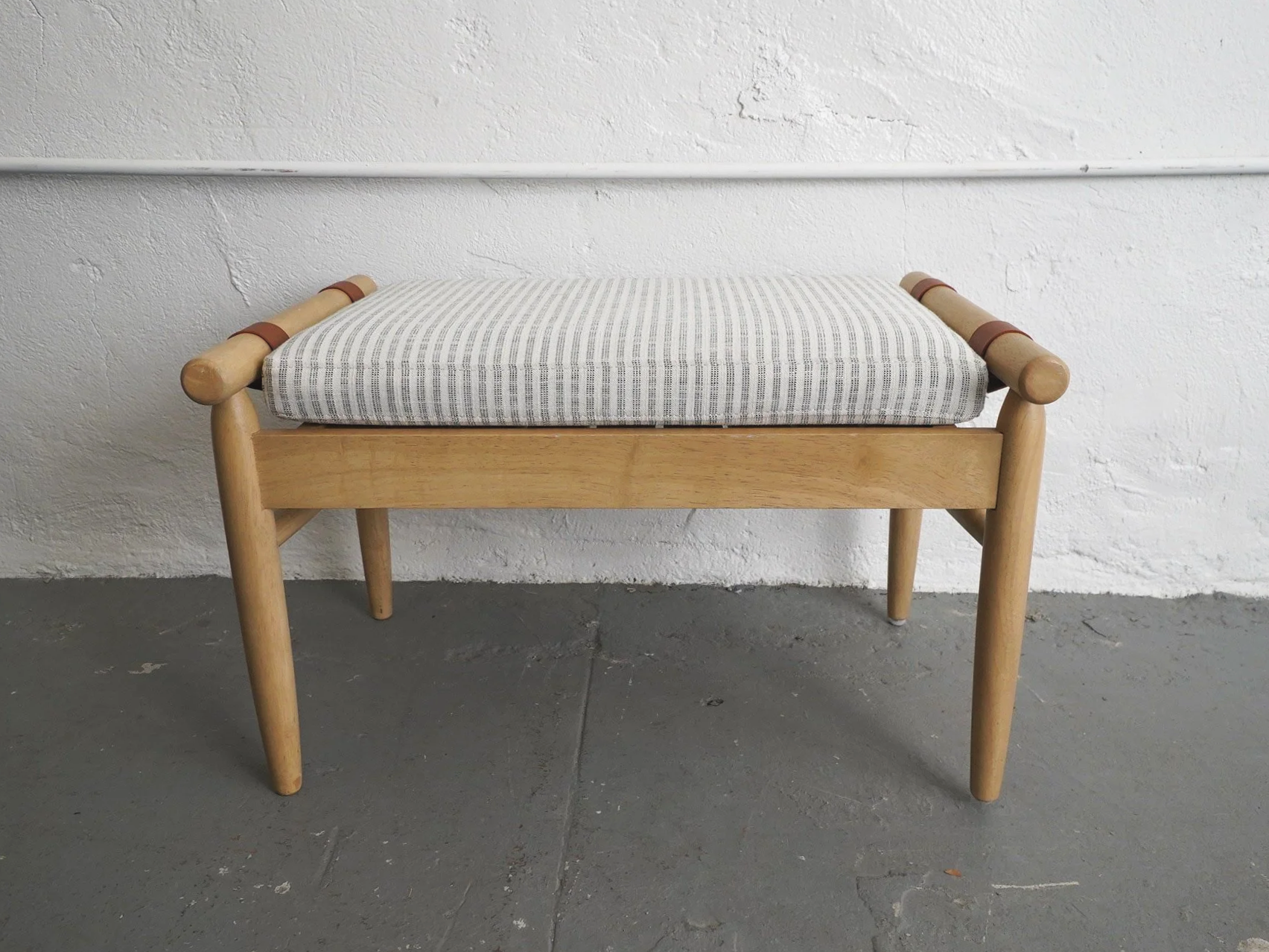 Grey Striped Bench, $45, H17" x W28" x D18", 1 Total