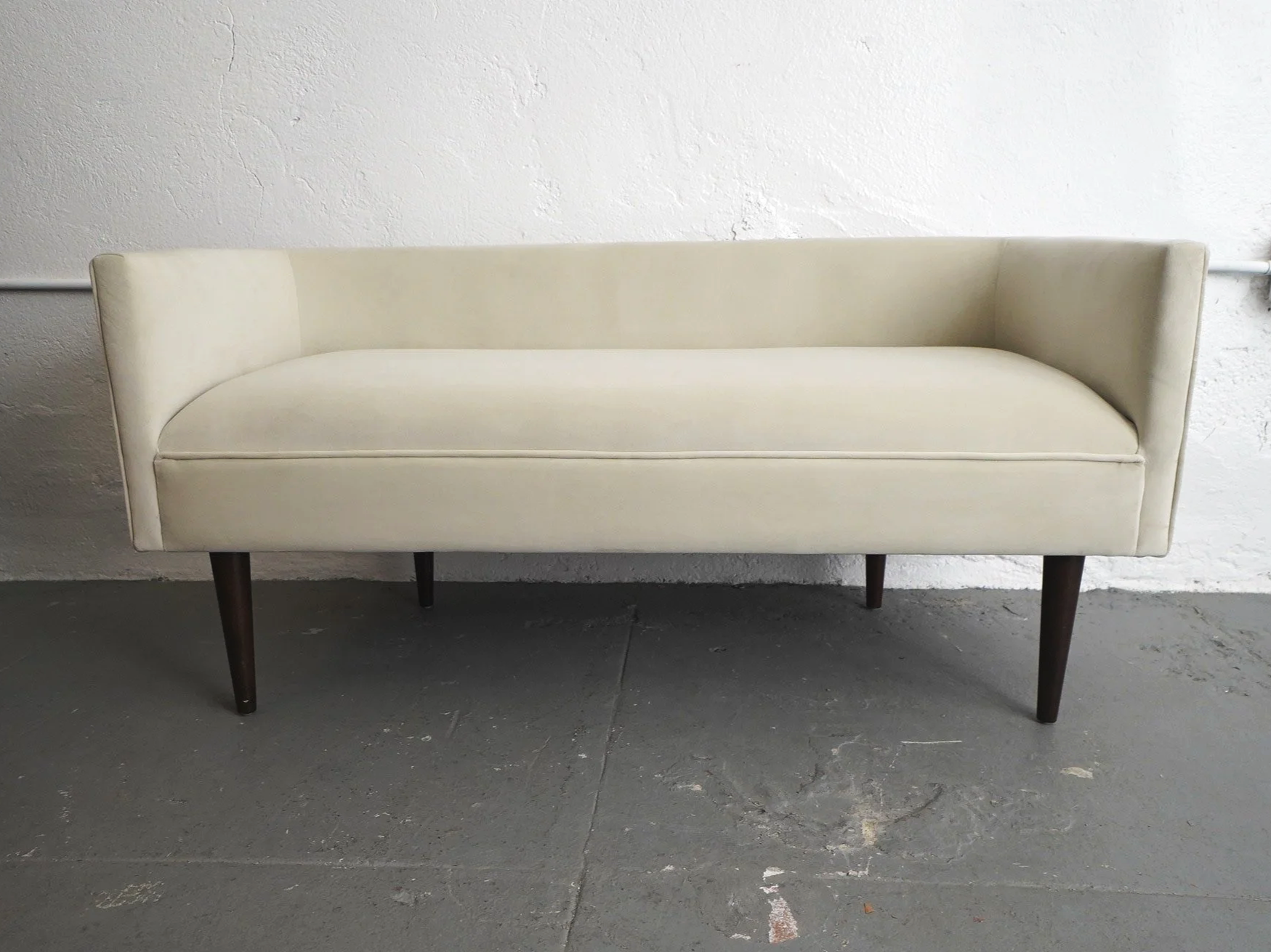 Taupe Velvet Low-back Bench, $100, H24" x W49" x D20", 1 Total