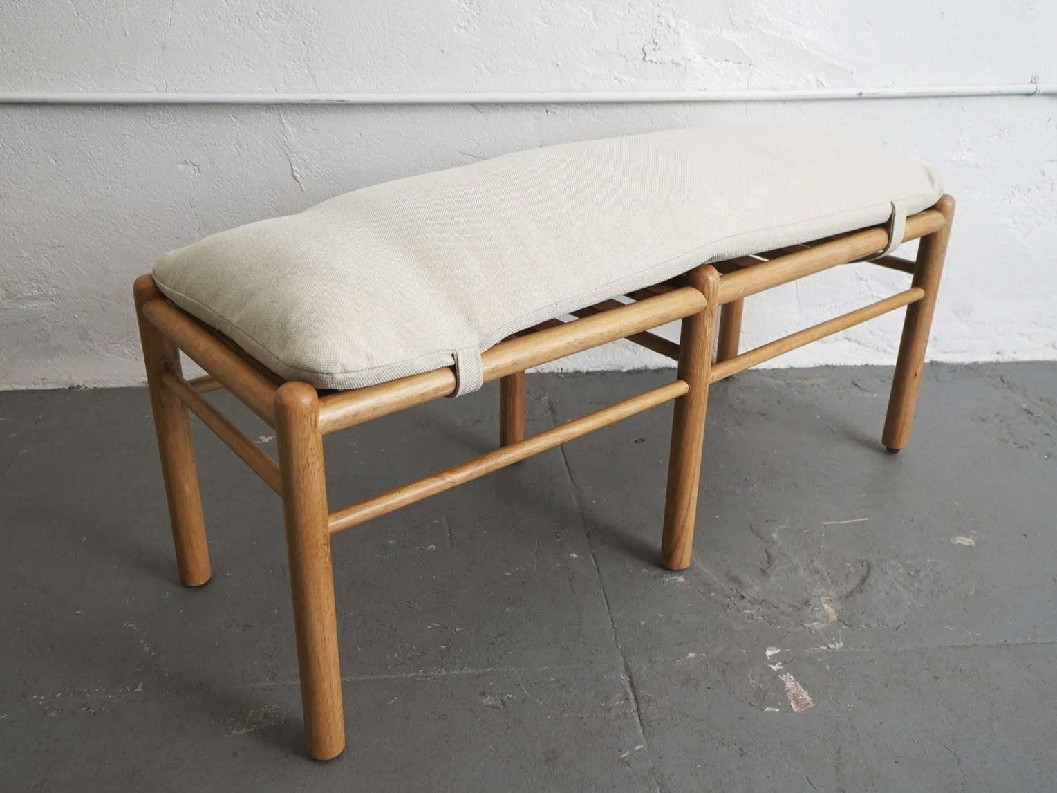 Beige & Blonde Wood Bench, $45, H18" x W45" x D16", 1 Total