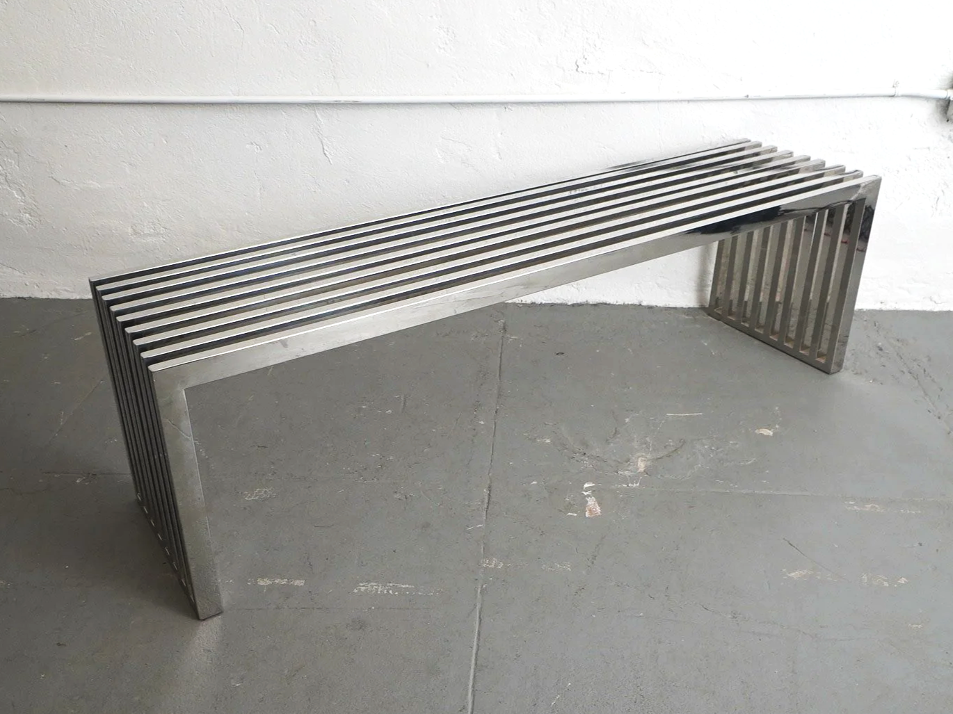 Slatted Chrome Bench, $100, H18" x W59" x D15", 1 Total