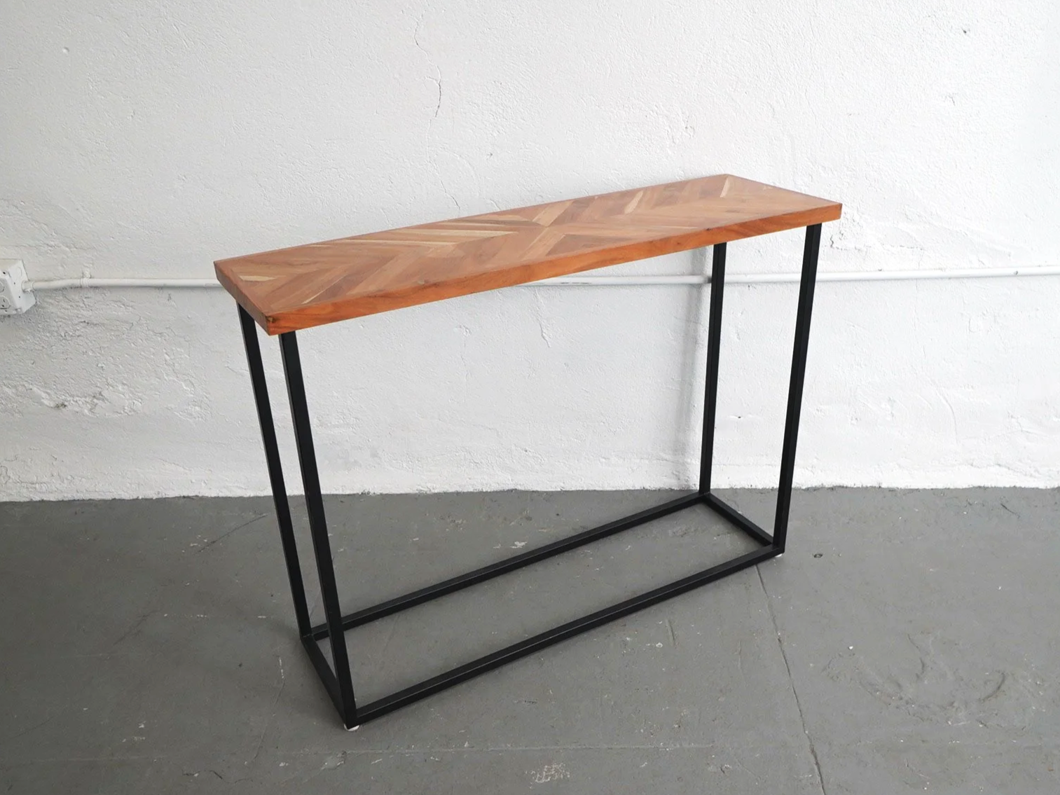 Parquet Wood Console Table, H30" x W40.5" x D12.5", 1 Total