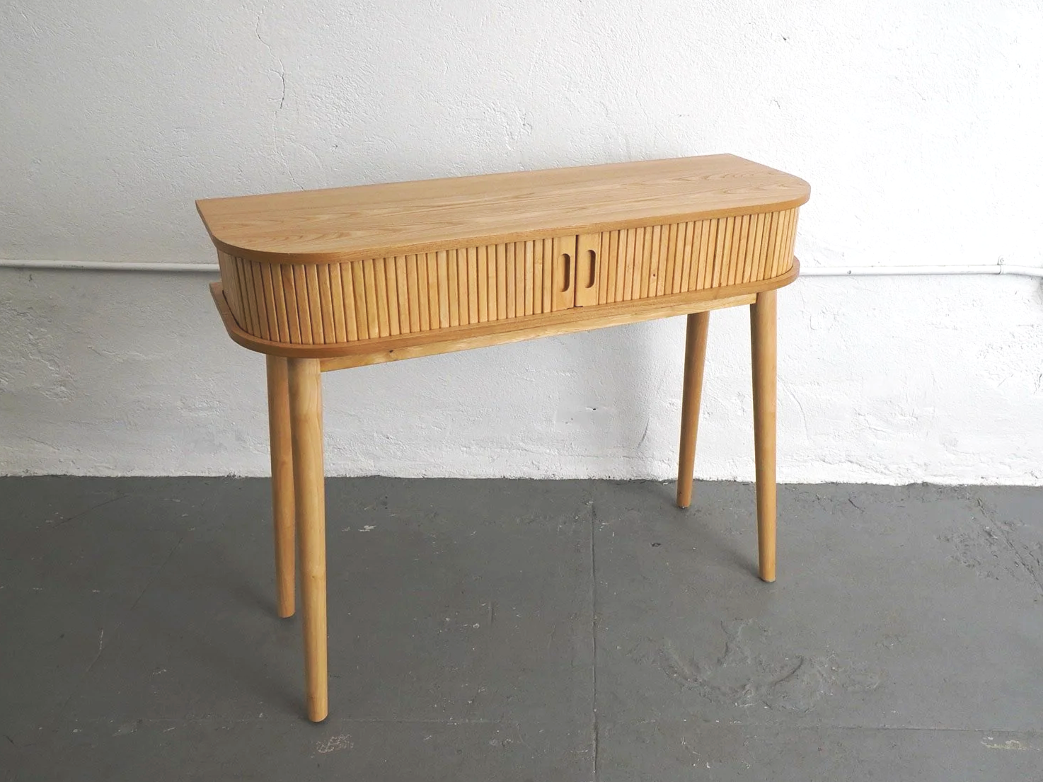 Light Wood Fluted Console Table, $55, H32" x W40" x D14", 1 Total