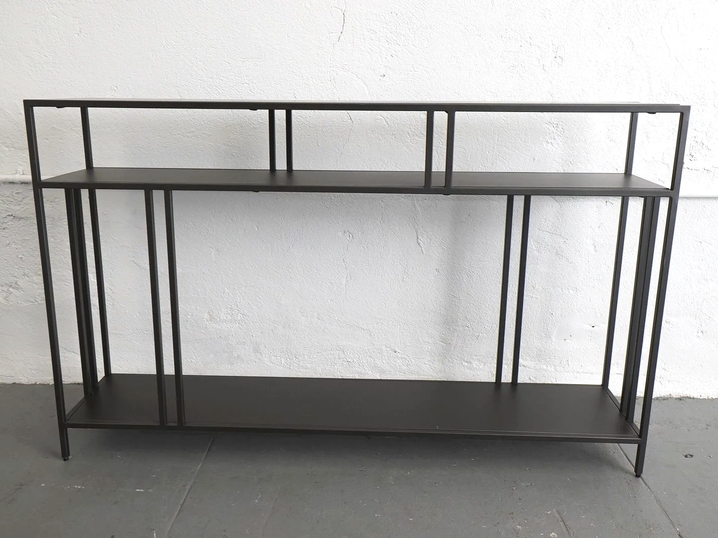 Profile Black Metal Console Table, $90, H29.5" x W48" x D10", 1 Total